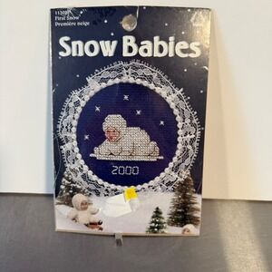 Leisure Arts Snow Babies First Snow Cross Stitch‎ Kit 113025 Blue White New